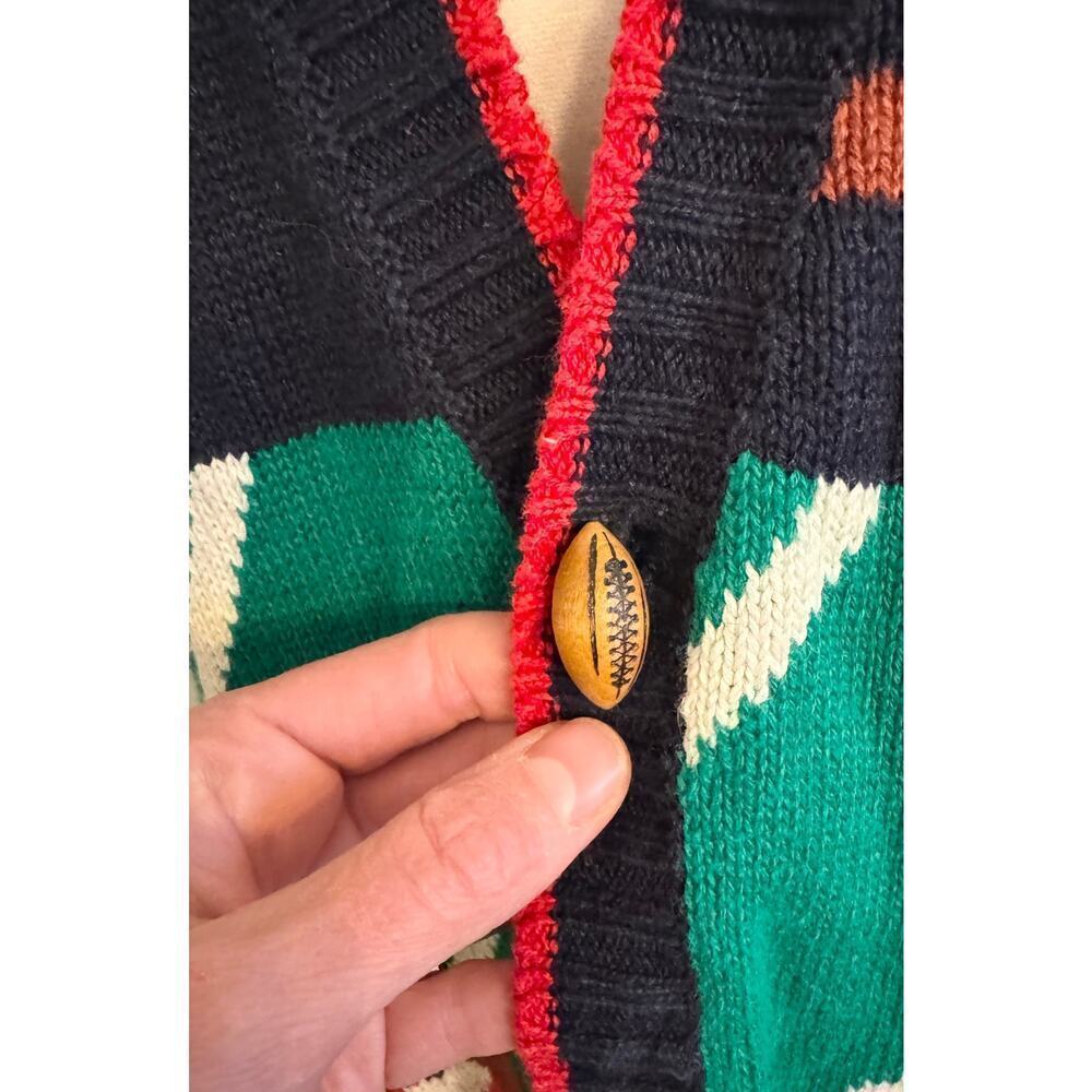 Vintage 80s/90s Eagle Eye Sweater Vest Football Hand Knit Size M - Picture 4 of 8